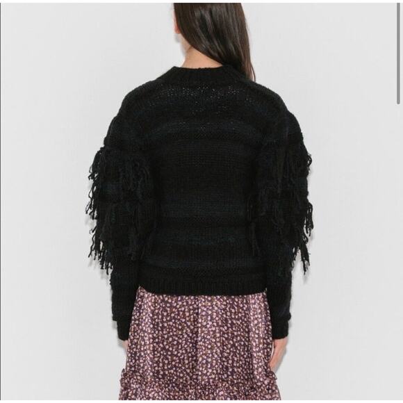 Ulla Johnson Delma Alpaca Chunky Knit Fringe Puff Sleeve Sweater Size P XS - Picture 2 of 12